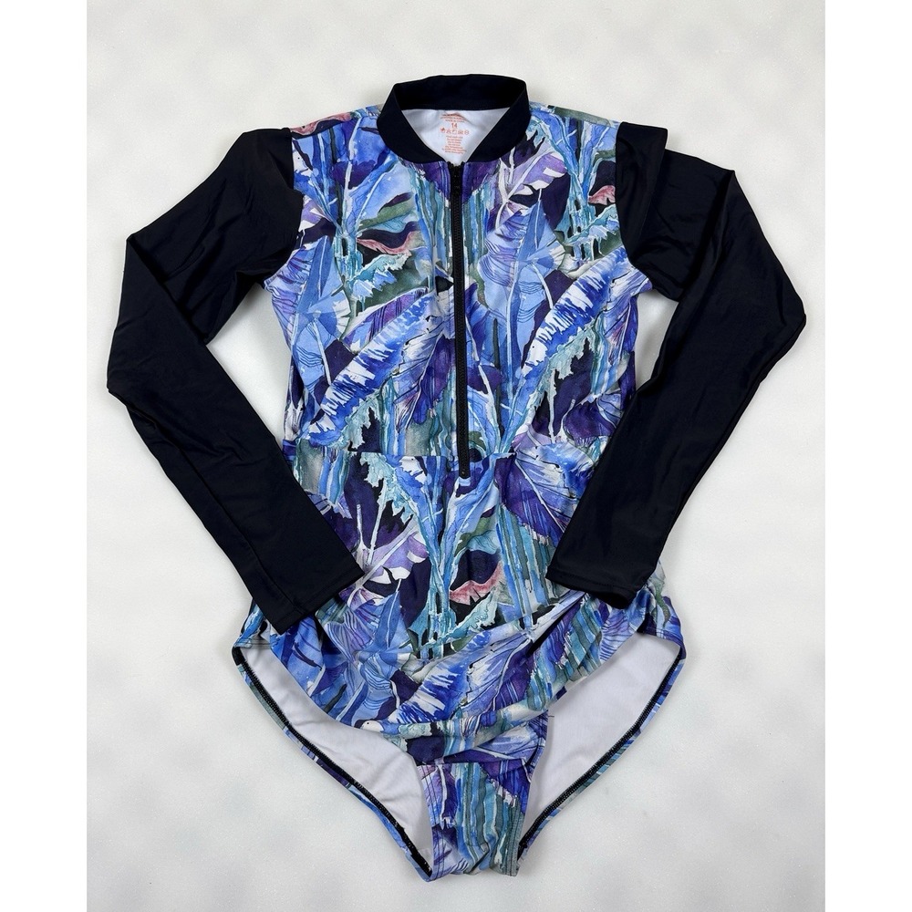 Axesea Swimwear Womens 14 Polyester Blend UPF50+ Long Sleeve Zip Closure